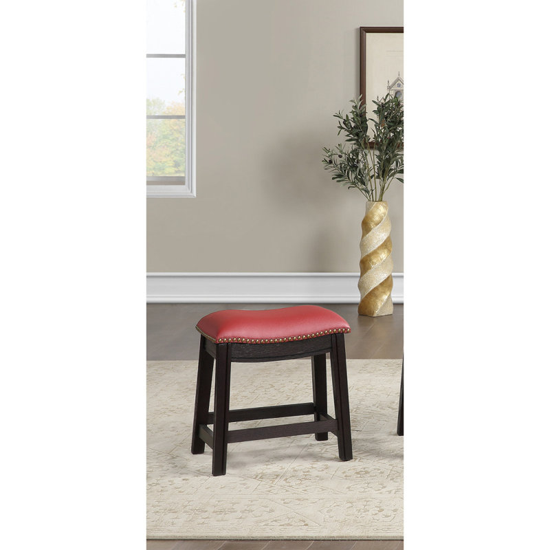 Tabouret en tissu d'ameublement en polyuréthane bourgogne, ensemble de 2