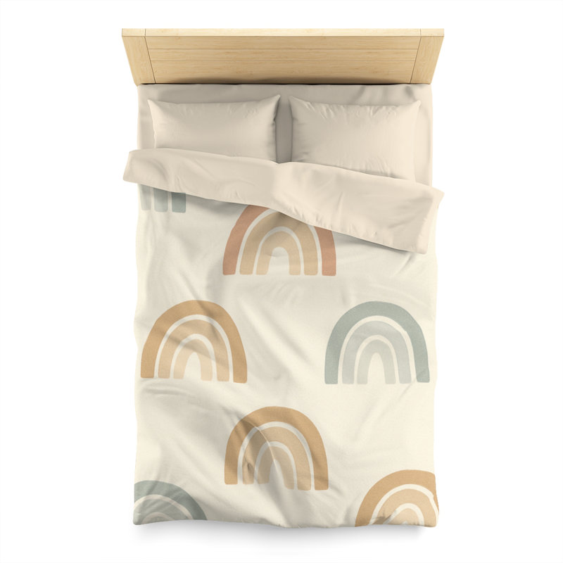 Microfiber Duvet Cover Boho Style, Design 85, Twin Duvet Cover, White