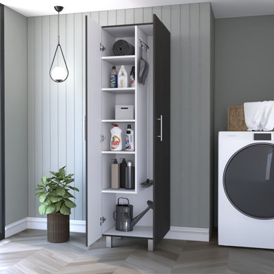 Halifax 2Door Rectangle Closet Pantry Black Wengue And White