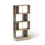 Bibliothèque industrielle à 4 niveaux, structure en bois rustique et en métal, conception de tablettes asymétriques, tablette de rangement pour le salon, le bureau personnel et les petits espaces-1281060022