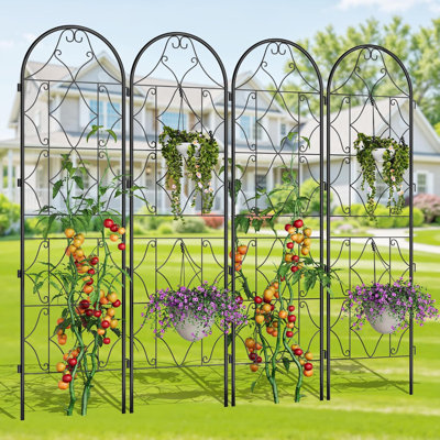 4 Pack Panels No Dig Dog Fence, 74.8 Inch Tall Outdoor Rustproof Animal Barrier With Gate by gaomon