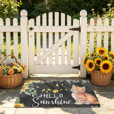 Paillasson 24 "x 36" pour fond noir "Hello Sunshine"