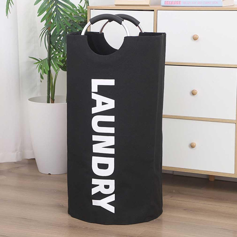 Fabric Laundry Basket with Handles, Black
