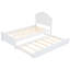 Lit plateforme simple en bois avec tête de lit et lit gigogne simple, blanc-2082756109