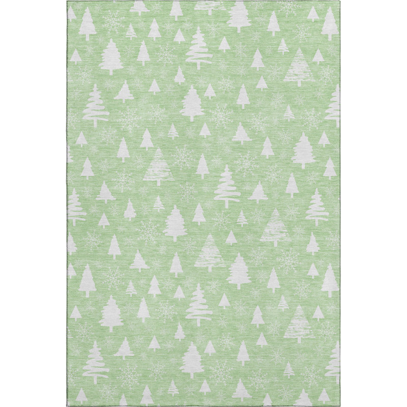 Premium Machine Washable Mayfield AMF1815 Christmas Trees Rug, Rectangle 8' x 10'