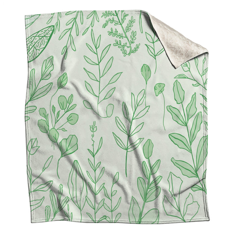 Green Botanical Illustrations Blankets, 60in W x 80in H