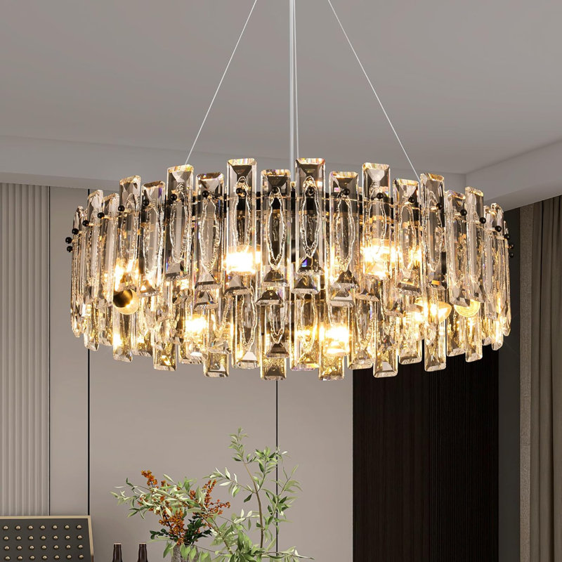 Luminaire suspendu moderne en cristal K9 de 8 lumières avec chaîne réglable pour lustre en cristal de luxe moderne