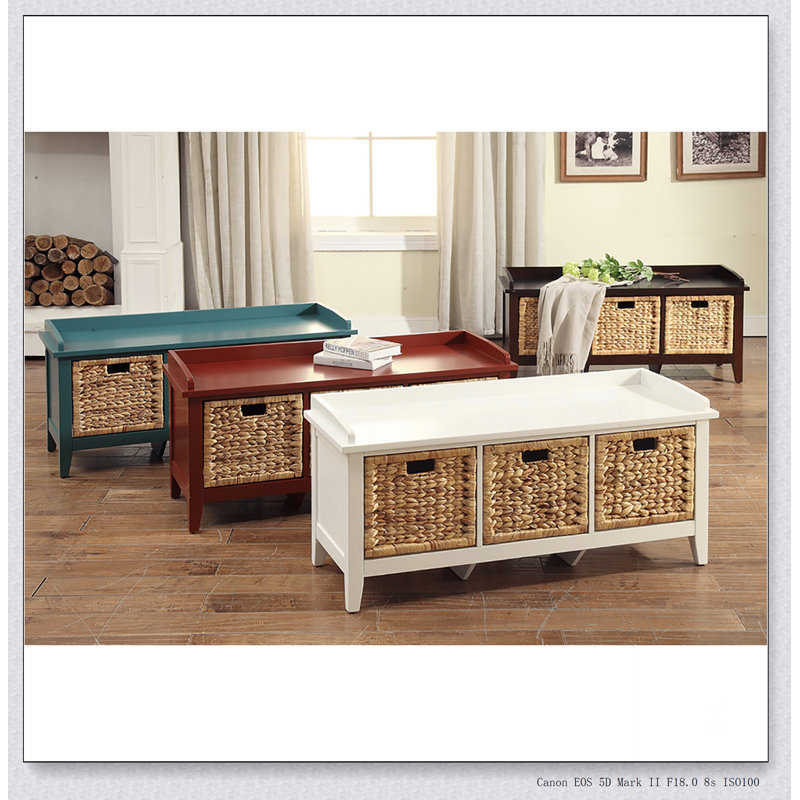 Teal Bench with 3-Drawer
