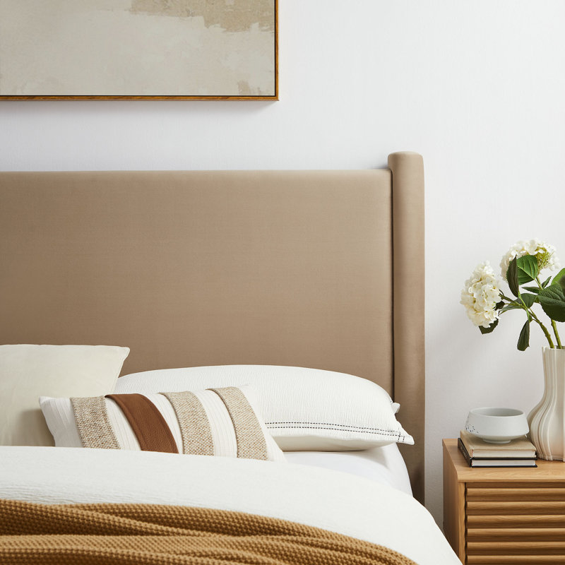 Rael Performance Velvet Headboard, Taupe, King