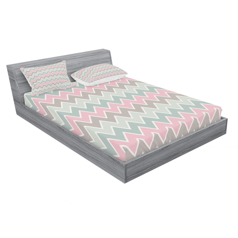 Microfiber Chevron Sheet Set, Queen Sheet Set with Fitted Sheet
