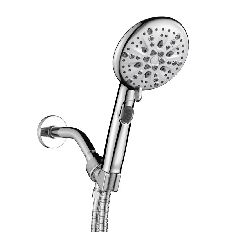 Pomme de douche multifonctionnelle à 9 jets avec motif de pause, lavage intégré, Chrome