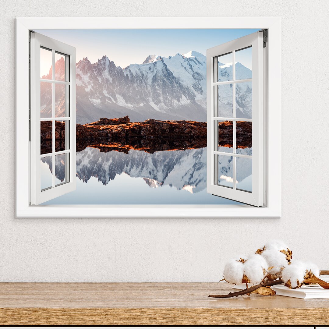 Fotodruck Monte Bianco Alpen Berg See Chesery Fenster