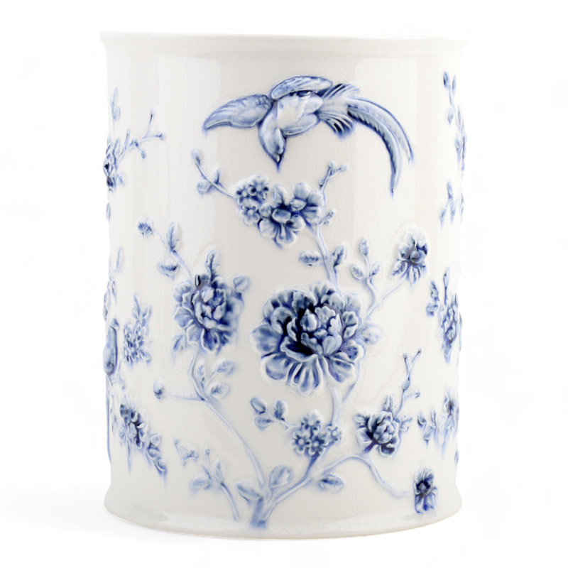 2 Gallons Waste Bin, Blue/White