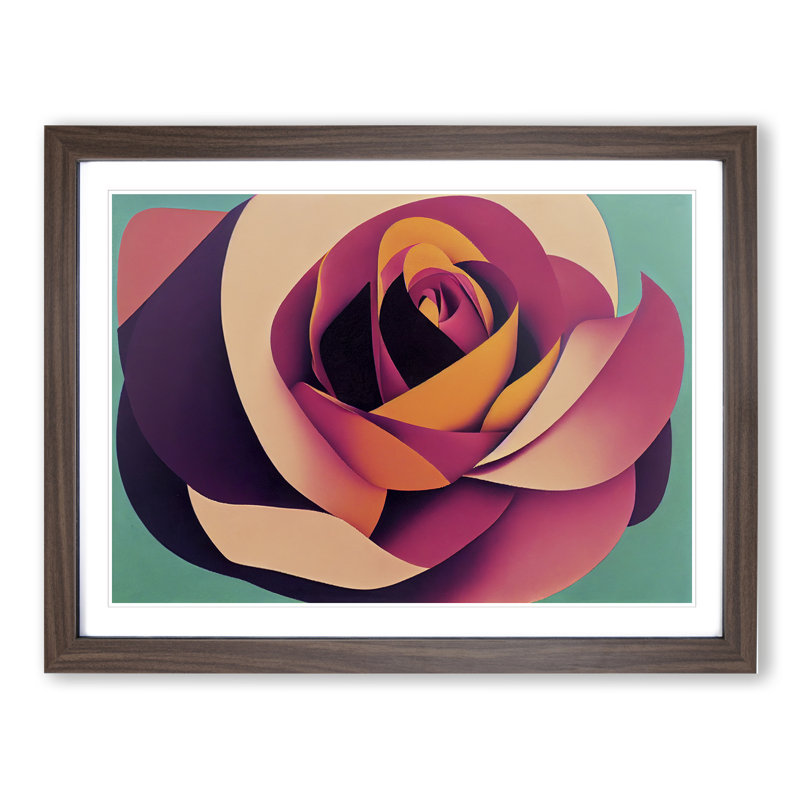 An Abstract Rose Flower Vol.1 - Single Picture Frame Print, 25cm H x 34cm W x 2cm D, Walnut