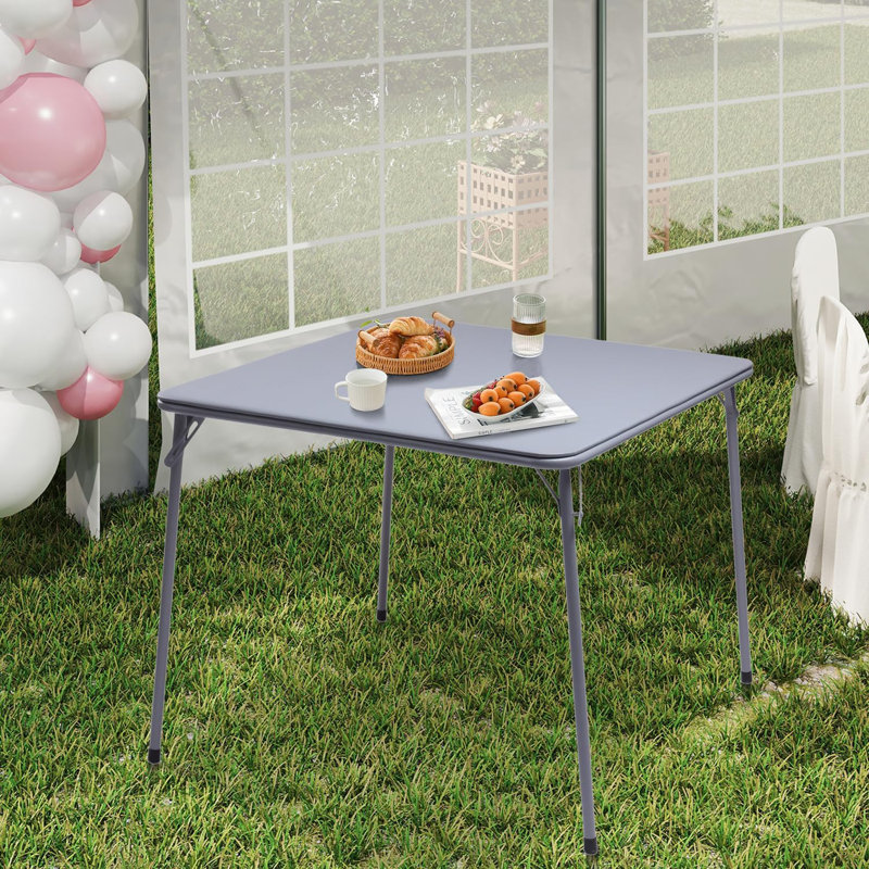 Table pliante Brunhilde 33,5 pouces à économie de place pour le bureau à domicile, petits espaces intérieurs, table pliable portable pour la salle à manger extérieure, patio, terrasse, balcon, piscine, aucun assemblage requis