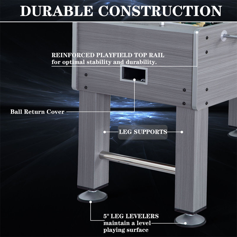 RayChee 55'' L Foosball Table, Full Size Soccer Game Table with 2 Balls, Leg Levelers and Heavy-Duty, Gray