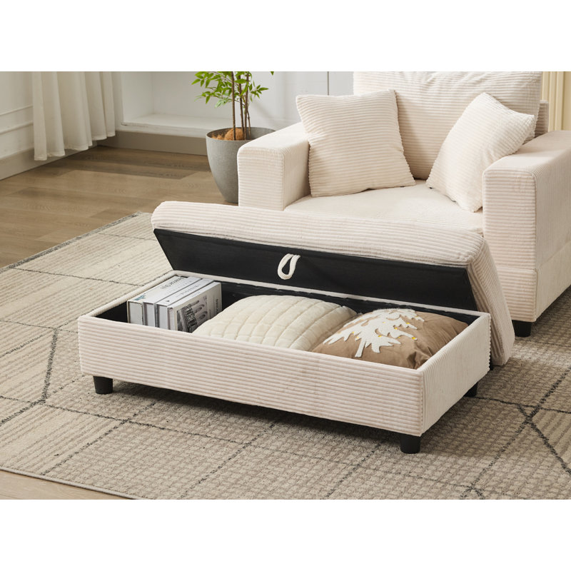 Méridienne surdimensionnée en velours côtelé moelleux, Beige