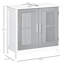 Unité de salle de bain sous le lavabo grise et blanche - 2 portes, peu encombrante, tablettes réglables, armoire de construction dans la tablette, pour les produits de nettoyage Plus