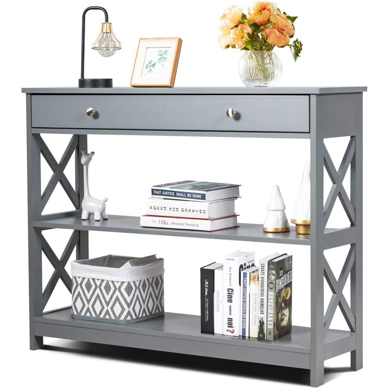 Desrochers Console Table Hallway Table Floor Shelf, Grey