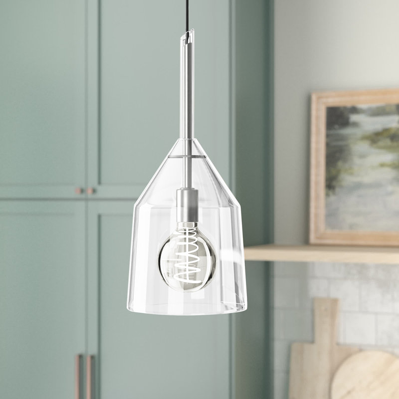 Maya 1 - Light Single Pendant, Polished Nickel, 23" H x 9.5" W x 9.5" D