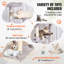 Arbre à chat pour chats d'intérieur, tour à chat de 183 cm avec 2 niches, griffoir en sisal, hamac, perchoir supérieur, plateformes de saut, grand centre d'activités avec balle suspendue, gris pâle-101925100