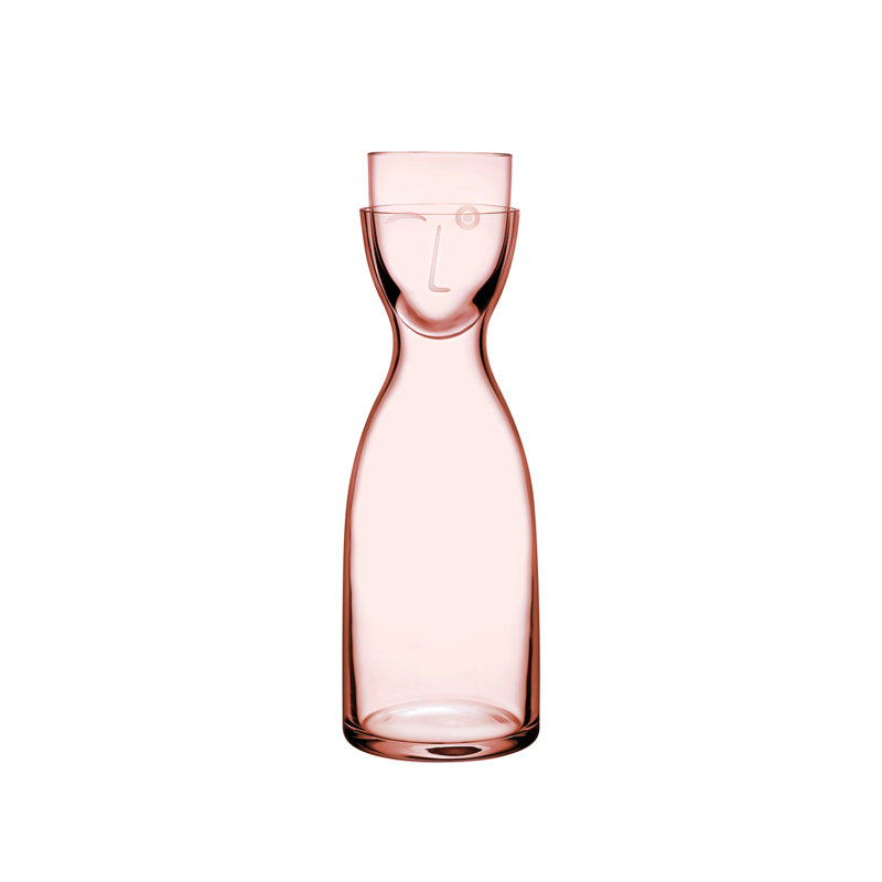 Mr. Mrs. 2 - Piece Crystal Lead Free Crystal Carafe Set, Green, 7.75" H x 4.25" W x 4.25" D