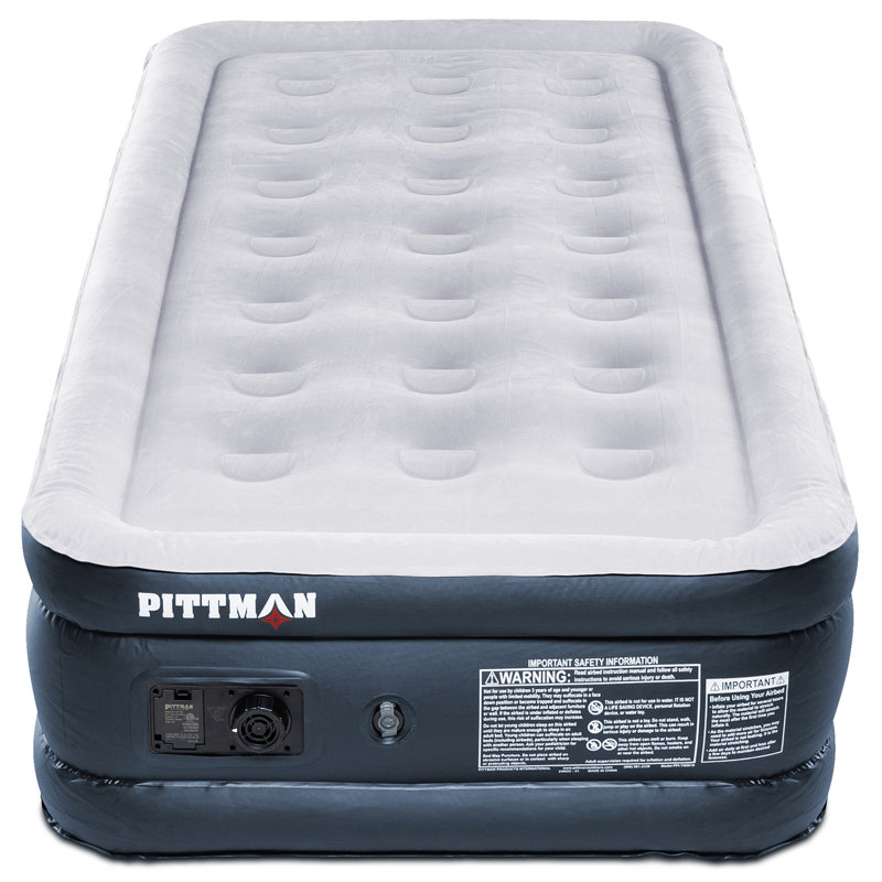Matelas gonflable simple à double ressorts avec pompe électrique intégrée Pitt-Twin18_BLK