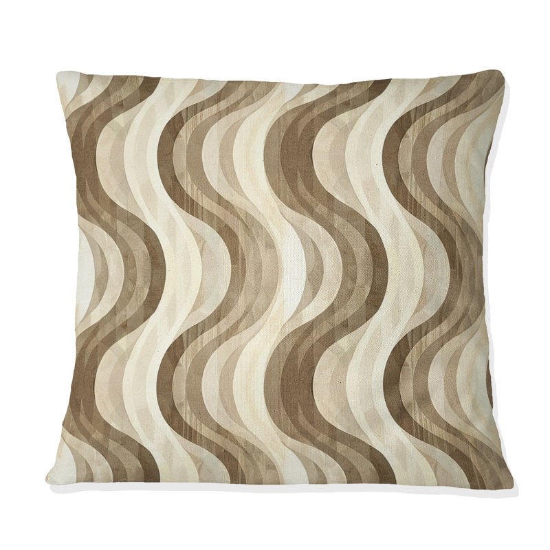 Coussin beige beige Midcentury Wave Lines I - Midcentury, H 16 po x l 16 po