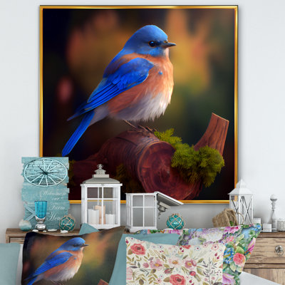 Décoration murale en métal magnifique oiseau bleu sur une branche III - animaux oiseaux