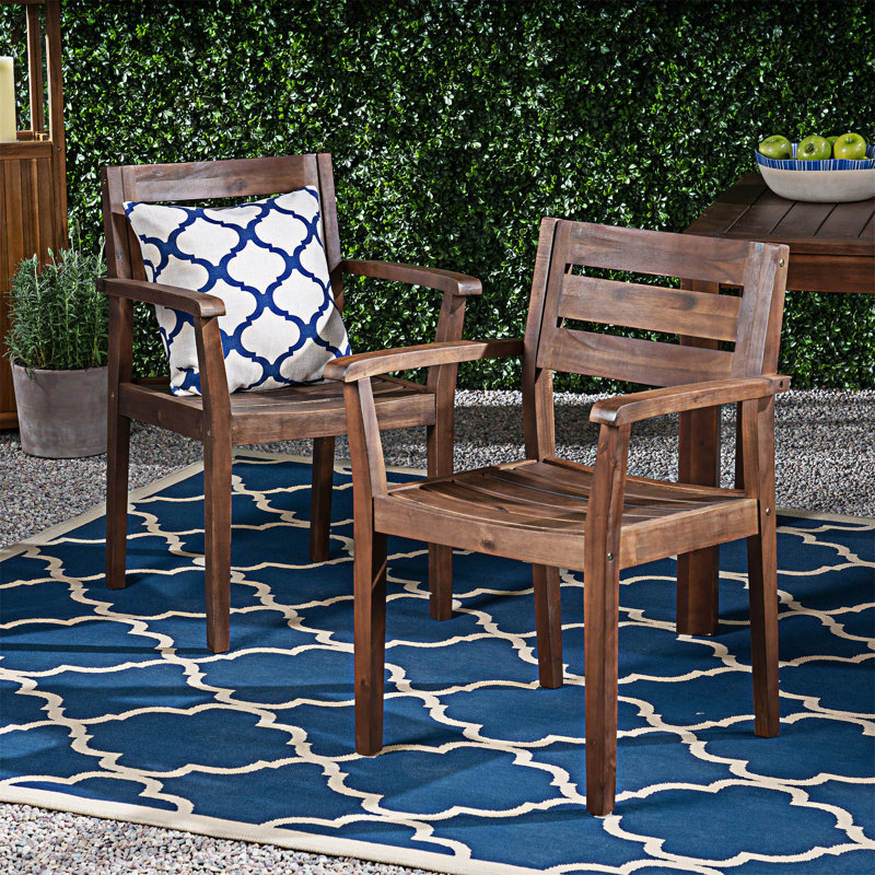 Ensemble de 2 chaises de salle à manger en bois, Marron foncé