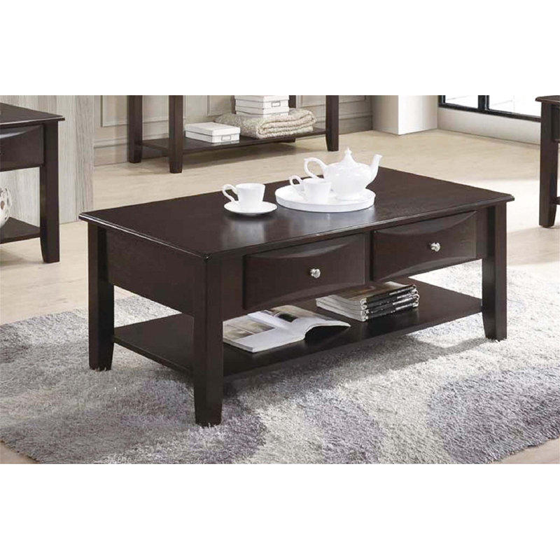 Table basse à deux tiroirs en brun