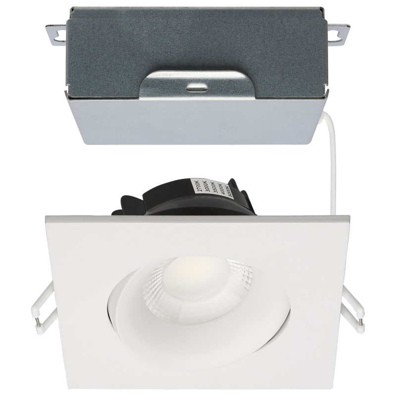 3.5" Square Selectable Color Temperature Dimmable Air-Tight IC Rated LED Canless Recessed Lighting Kit, White