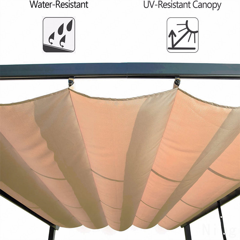 Gazebo Aluminum, For Outdoor Use With Retractable Canopy, Gray, 93.6" H x 120" W x 120" D