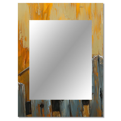 Finch Bird On The Barnyard Fence II - Bird Decorative Mirror, Modern Large Wall Mirror, Printed Metal Art