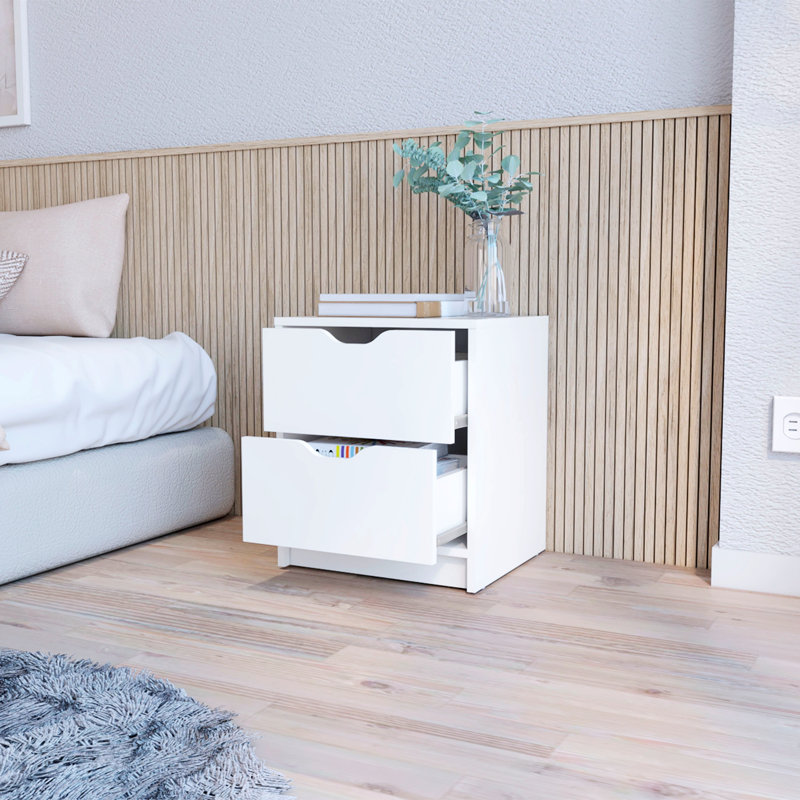 Table de chevet en bois Kennlee, Blanc