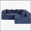 Canapé à compression, canapé-lit convertible au sol avec structure de forme fixe, canapé modulaire désossé, sans assemblage, tissu chenille, pour le salon et la chambre à coucher, bleu foncé-1187957016