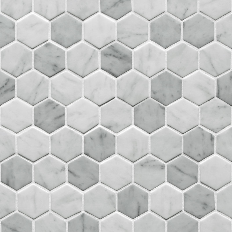 Carreau de sol et de mur hexagonal en verre recyclé 12 po x 10 po
