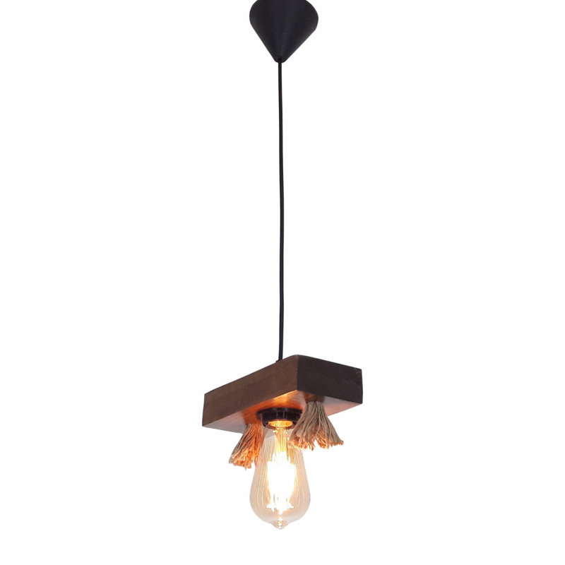 Luminaire suspendu à 1 lumière Yassin, Noyer foncé