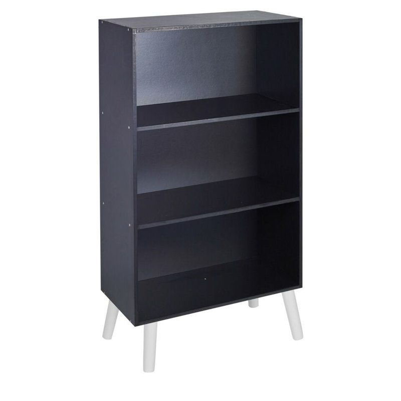 Vester 90 cm H x 60 cm W Solid Wood Standard Bookcase, Black & White Leg