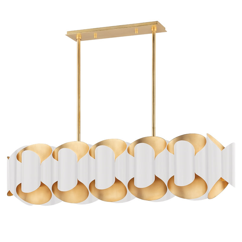 Banks 12 - Light Pendant, Gold Leaf/White