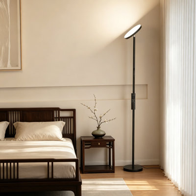 Lampe torchère à DEL avec télécommande et contrôle tactile, lampe sur pied 32 W 3000LM à intensité variable, tête rotative à 350 ° avec 4 températures de couleur pour le salon et la chambre à coucher