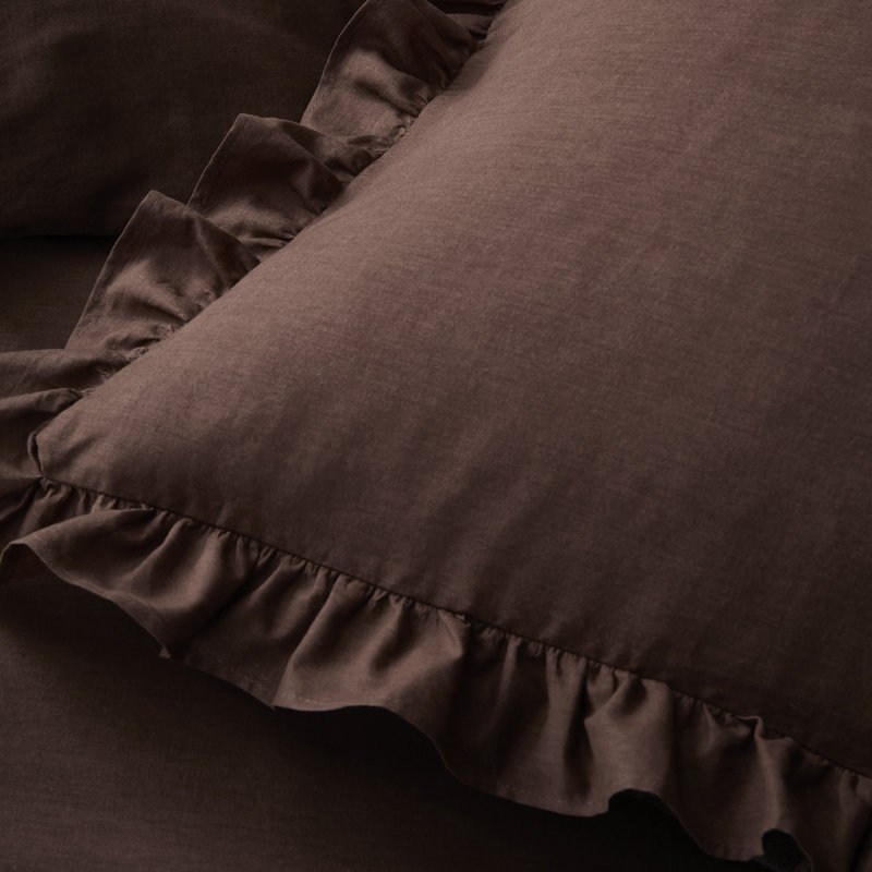Cassia Frill Cotton Solid Colour Duvet Cover Set, Super King Bed (260 x 220 cm)