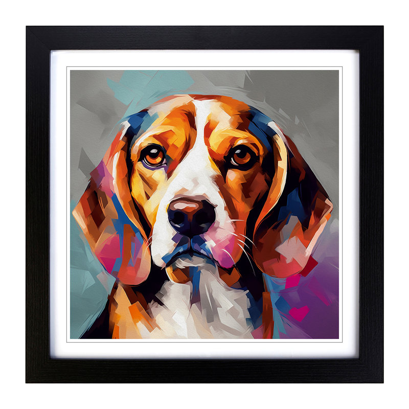 Beagle Gestural Art - Framed Print, Black