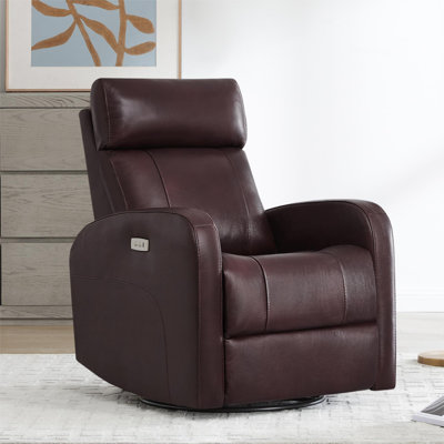 Corvin 30.5" W Leather Swivel Glider Dual-Power Recliner