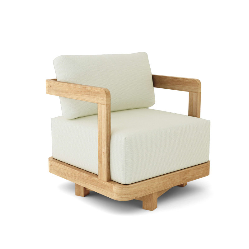 Granada Outdoor Teak Swivel Lounge Chair, Canvas Natural Sunbrella® Canvas