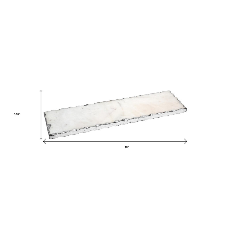 18" White Rectangular Marble Vanity Tray