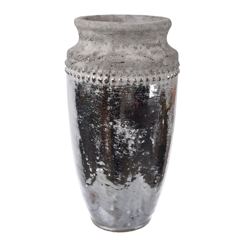 Vase de table en céramique gris Arquette, H 13,5 po x l 7 po x P 7 po