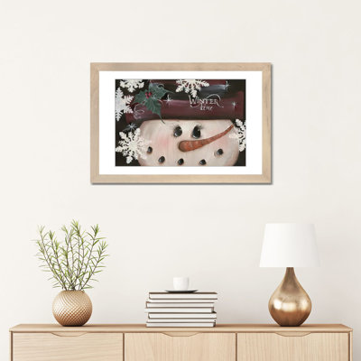 «Winter Time Snowman», reproduction d'art murale, papier d'art encadré