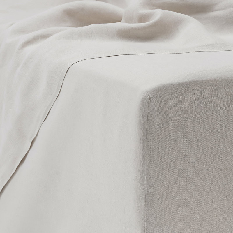 Ensemble de draps 100% lin lavé 4 pièces, Ensemble de draps pour très grand lit avec 2 taie, Naturel non teint