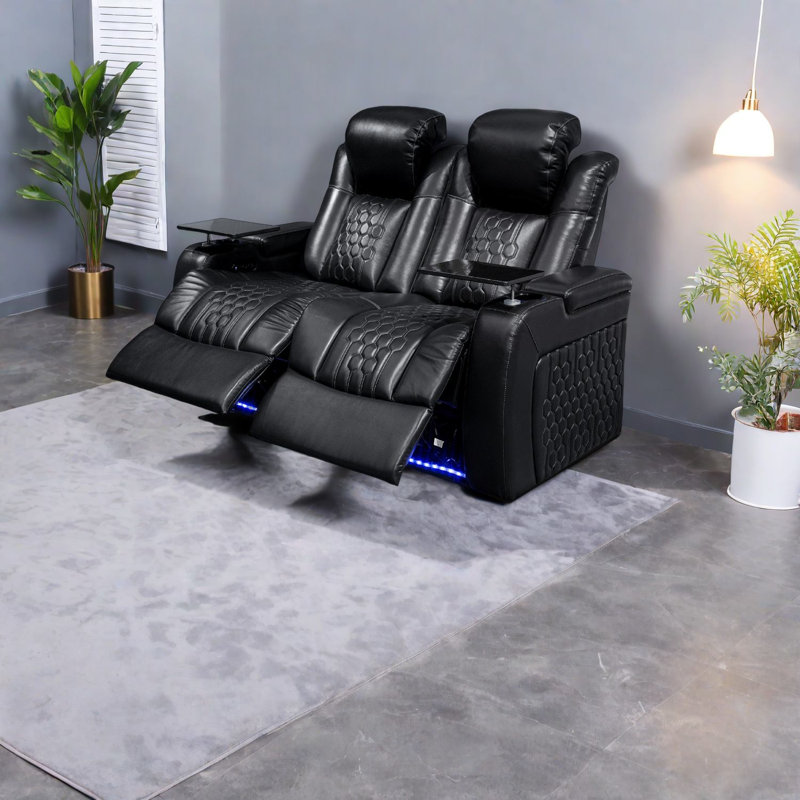 Premium Recliners, Top-grain Nappa Leather, Modern Black, Home Entertainment